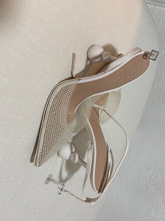 INC International Concepts Shoes - INC International Concepts White Crystal Pointed Slingback Heels